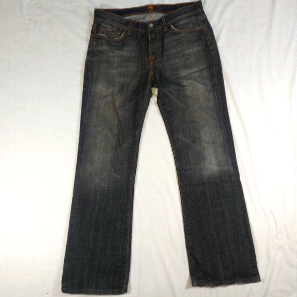 7 For All Mankind Bootcut Dark Wash Mid Rise Blue Jeans, 33